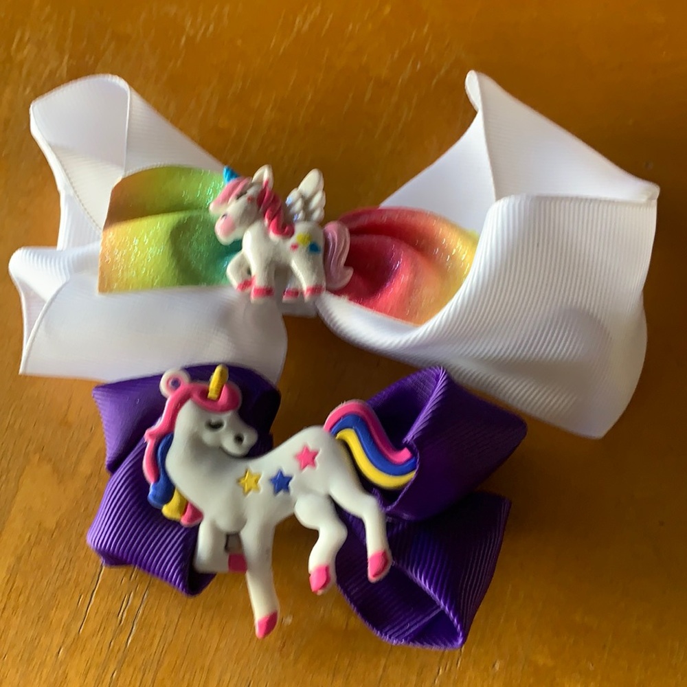 Unicorn hair bows nwot adorable
